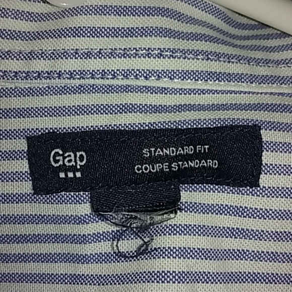 Gap - Men's Cotton Dress Shirt - Blue White Stripe - Large - Picture 3 of 4